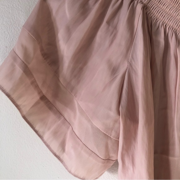 ❤️Ramy Brook New York Jessica Silky Smocked Off the Shoulder Blush Top Size S/P - Picture 5 of 9